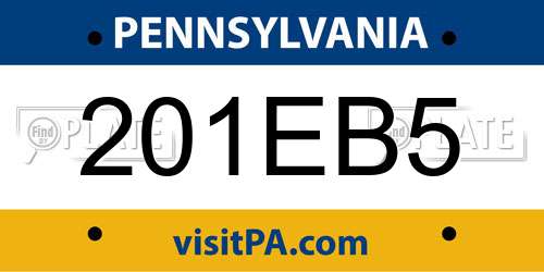 201EB5 Pennsylvania License Plate