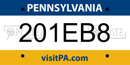 201EB8 Pennsylvania License Plate