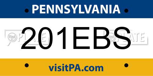 201EBS Pennsylvania License Plate