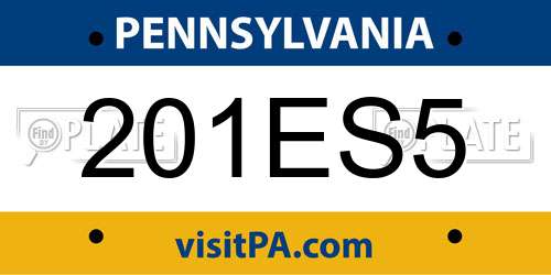 201ES5 Pennsylvania License Plate