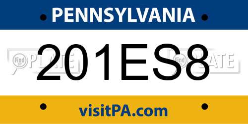 201ES8 Pennsylvania License Plate