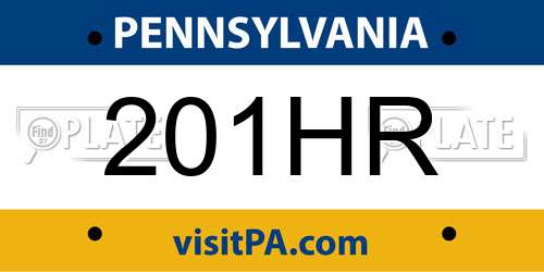 201HR Pennsylvania License Plate