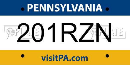 201RZN Pennsylvania License Plate
