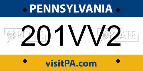 201VV2 Pennsylvania License Plate