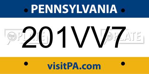201VV7 Pennsylvania License Plate