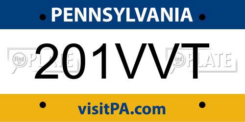 201VVT Pennsylvania License Plate