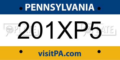 201XP5 Pennsylvania License Plate