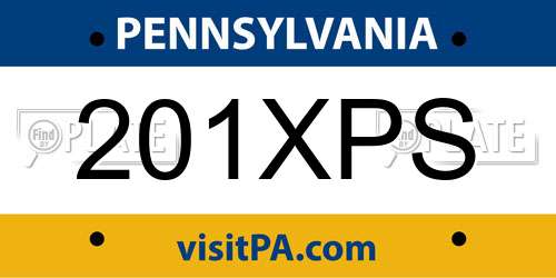 201XPS Pennsylvania License Plate