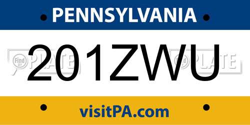 201ZWU Pennsylvania License Plate