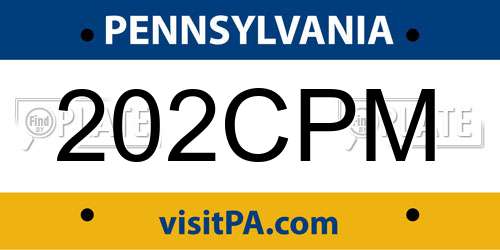 202CPM Pennsylvania License Plate