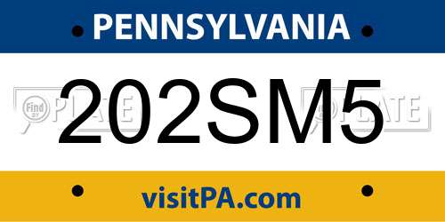 202SM5 Pennsylvania License Plate