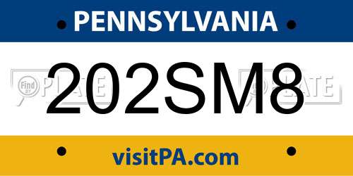 202SM8 Pennsylvania License Plate