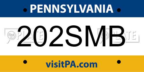 202SMB Pennsylvania License Plate