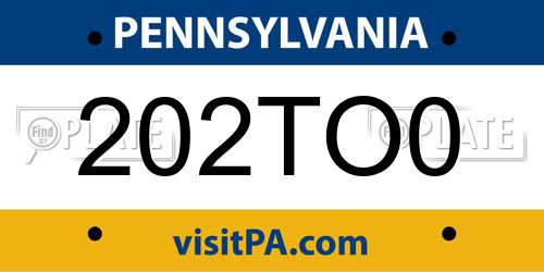 202TO0 Pennsylvania License Plate