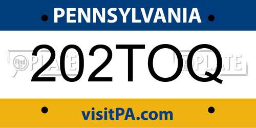 202TOQ Pennsylvania License Plate
