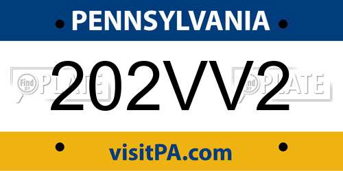 202VV2 Pennsylvania License Plate