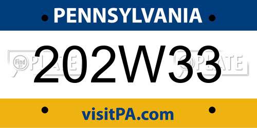 202W33 Pennsylvania License Plate