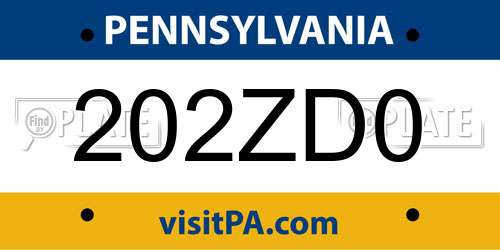 202ZD0 Pennsylvania License Plate