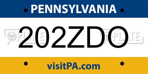 202ZDO Pennsylvania License Plate