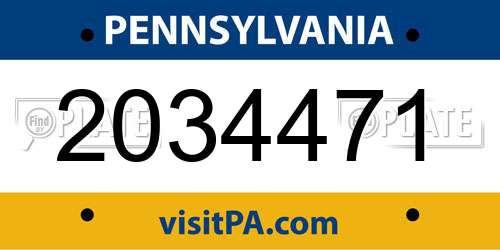 2034471 Pennsylvania License Plate