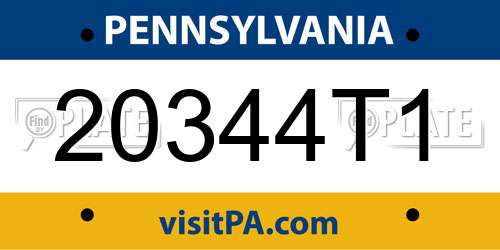 20344T1 Pennsylvania License Plate