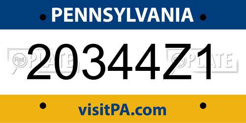20344Z1 Pennsylvania License Plate