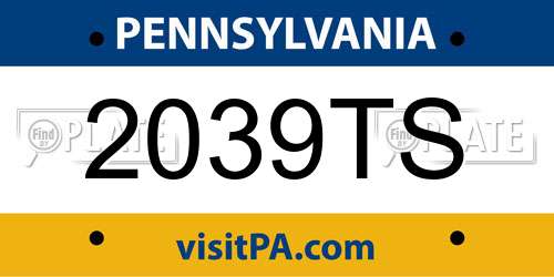 2039TS Pennsylvania License Plate