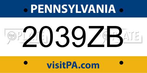 2039ZB Pennsylvania License Plate