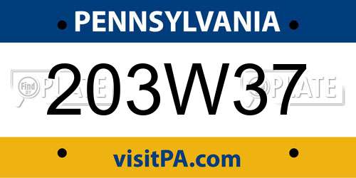 203W37 Pennsylvania License Plate