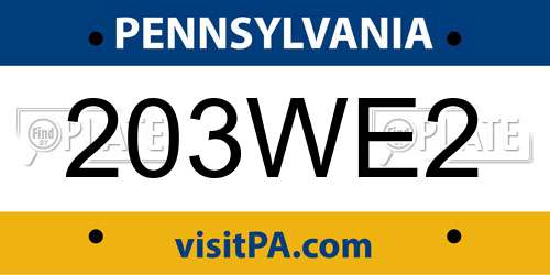 203WE2 Pennsylvania License Plate