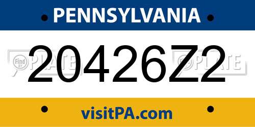 20426Z2 Pennsylvania License Plate