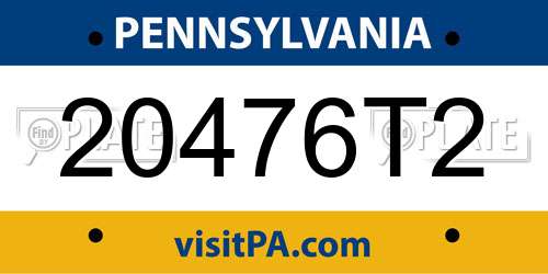 20476T2 Pennsylvania License Plate