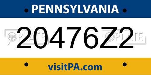 20476Z2 Pennsylvania License Plate