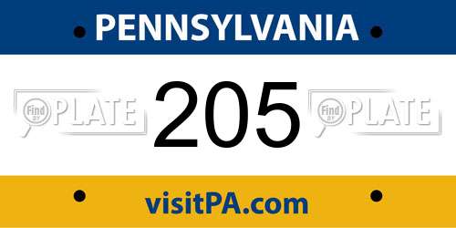 205 Pennsylvania License Plate