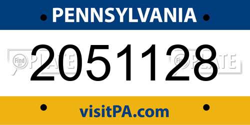 2051128 Pennsylvania License Plate