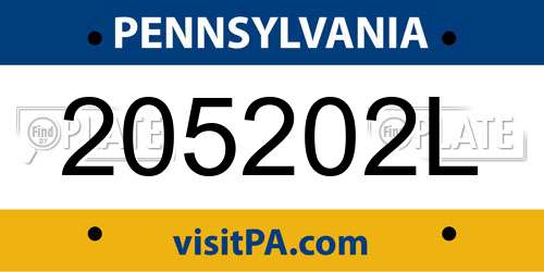205202L Pennsylvania License Plate