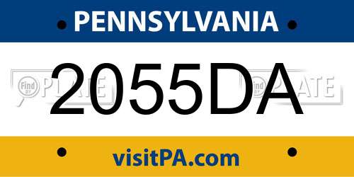 2055DA Pennsylvania License Plate