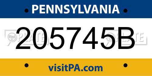 205745B Pennsylvania License Plate
