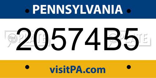 20574B5 Pennsylvania License Plate