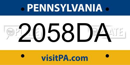 2058DA Pennsylvania License Plate