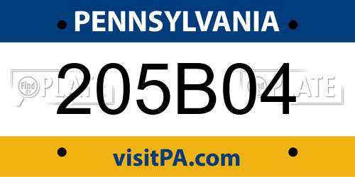 205B04 Pennsylvania License Plate