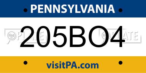 205BO4 Pennsylvania License Plate