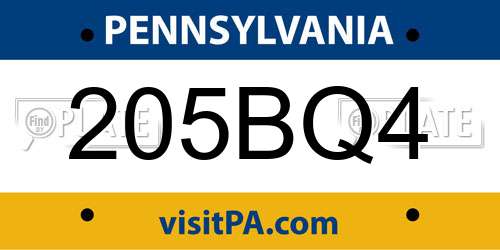 205BQ4 Pennsylvania License Plate