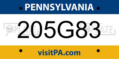 205G83 Pennsylvania License Plate