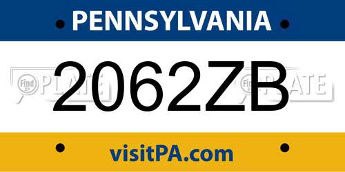 2062ZB Pennsylvania License Plate