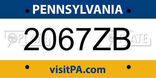 2067ZB Pennsylvania License Plate