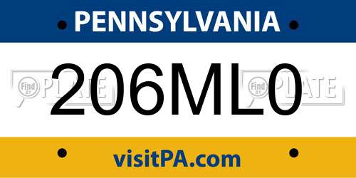 206ML0 Pennsylvania License Plate