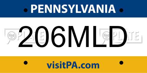 206MLD Pennsylvania License Plate