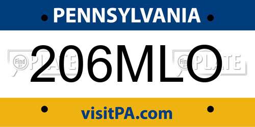 206MLO Pennsylvania License Plate