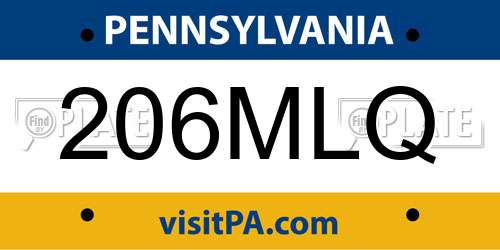 206MLQ Pennsylvania License Plate